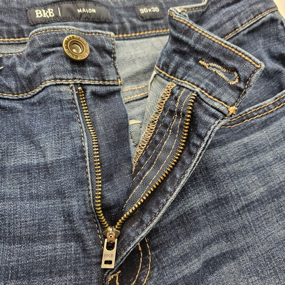 BKE Mason Straight Leg Mens Jeans Dark Wash 30x30 Cotton Blend Stretch Denim - Picture 3 of 9